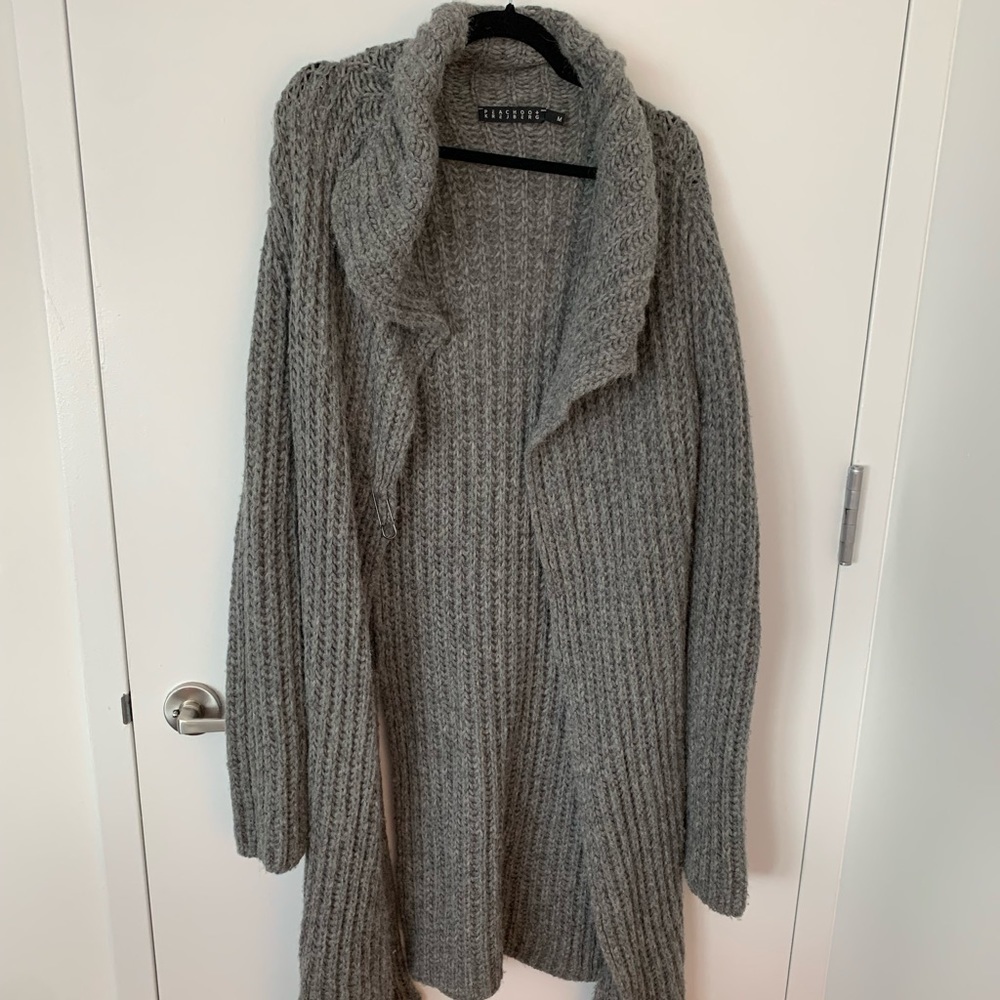Peachoo + Krejberg baby alpaca merino blend grey maxi cardigan